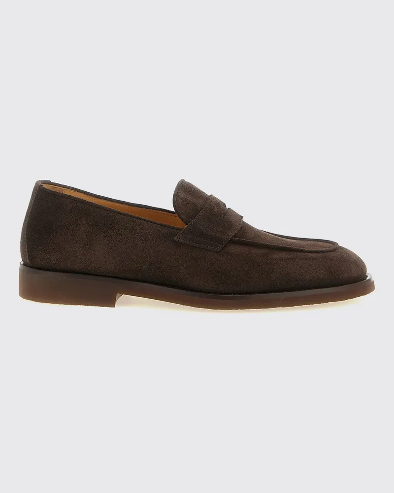 Brunello Cucinelli Penny Loafers aus Kalbsveloursleder mit Gummisohle Kaffee