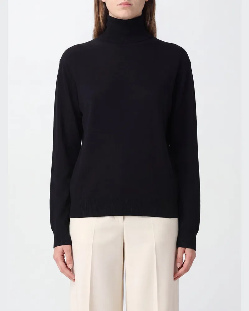 Semicouture Rollkragenpullover aus reiner Schurwolle mit überschnittenen Schultern Schwarz