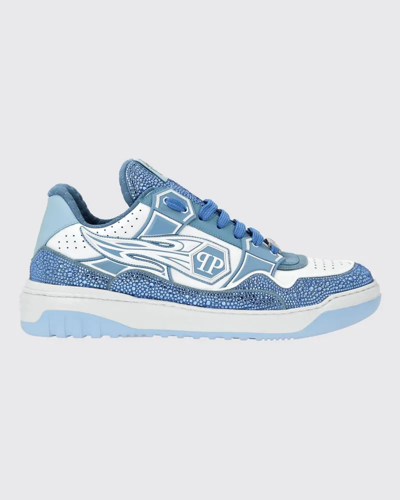 Philipp Plein Sneakers aus Leder und Gummi mit Strass Bianco