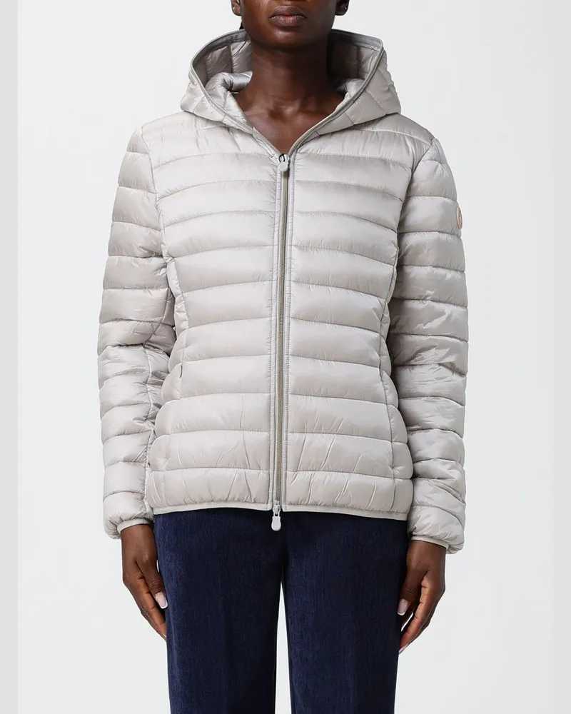 Save The Duck Kurze Nylon-Daunenjacke von mit Kapuze und ThermoPlume®-Wattierung Beige