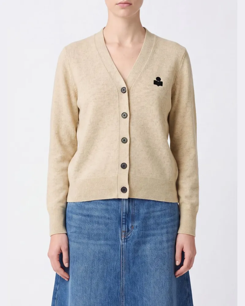 Étoile Isabel Marant Cardigan aus Baumwoll-Woll-Mischung mit Flock-Logo Grau