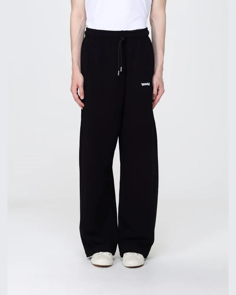 DISCLAIMER Jogginghose aus Baumwolle mit weitem Bein und elastischem Bund Schwarz