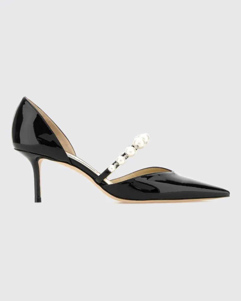 Jimmy Choo Aurelie Pumps aus Lackleder mit Perlen und Stilettoabsatz Weiß