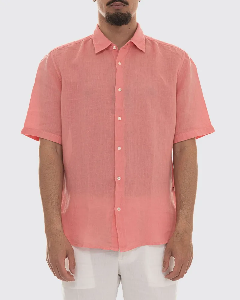 HUGO BOSS Leinenmischgewebe-Hemd Korall