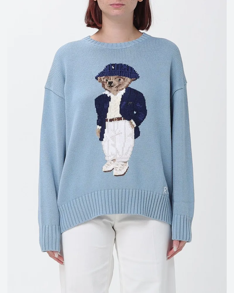 Ralph Lauren Relaxed-Fit-Pullover aus Baumwolle mit Teddybär-Print Blau