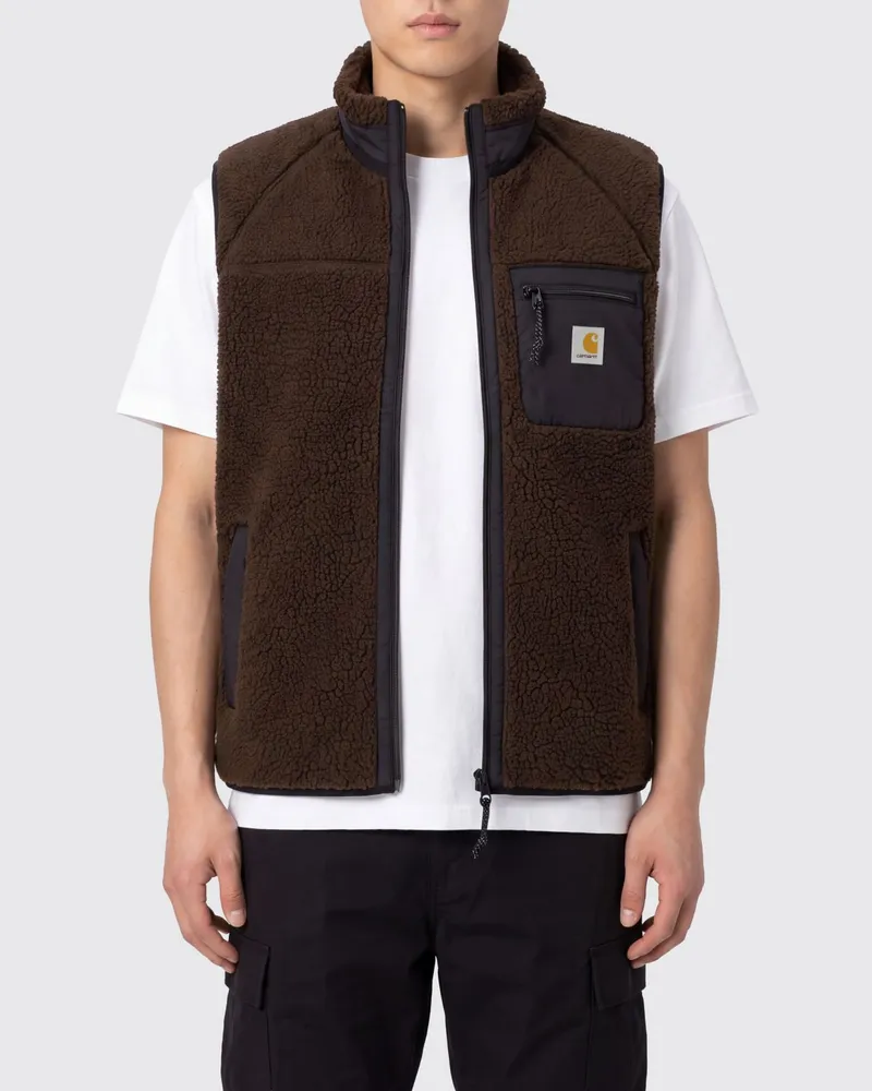 Carhartt WIP Fleeceweste mit hohem Kragen und Frontreißverschluss Braun
