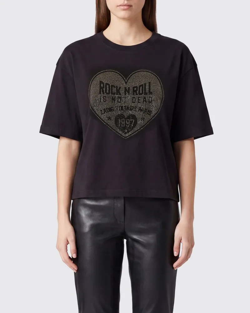 Zadig & Voltaire ZADIG  VOLTAIRE Zadig & Voltaire Baumwoll-T-Shirt mit Print und Strass-Logo Schwarz