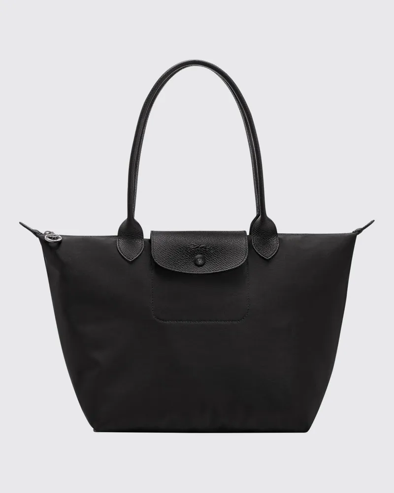 Longchamp Le Pliage One Mittlere Schulter-Tragetasche aus recyceltem Nylon Schwarz