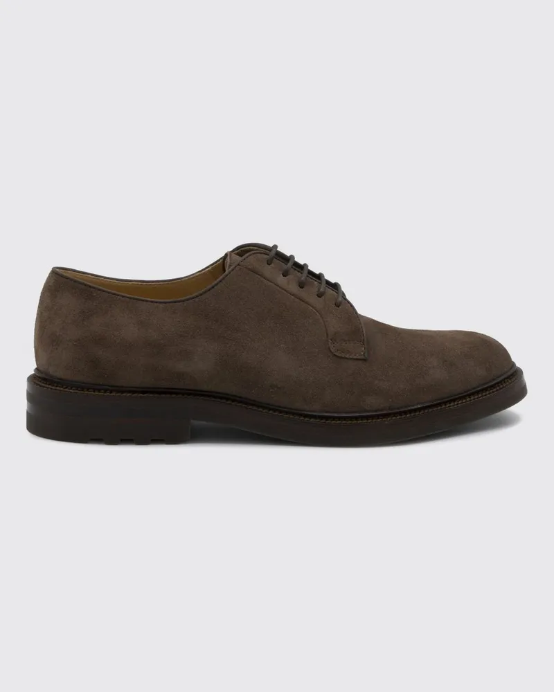 Brunello Cucinelli Derby-Schuhe aus Kalbsveloursleder mit Gummisohle Grau