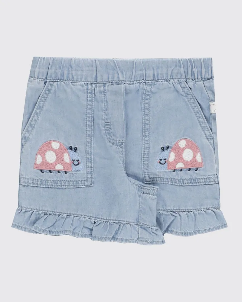Stella McCartney Kids Bestickte Denim-Shorts von für Jungen mit elastischem Bund Blau