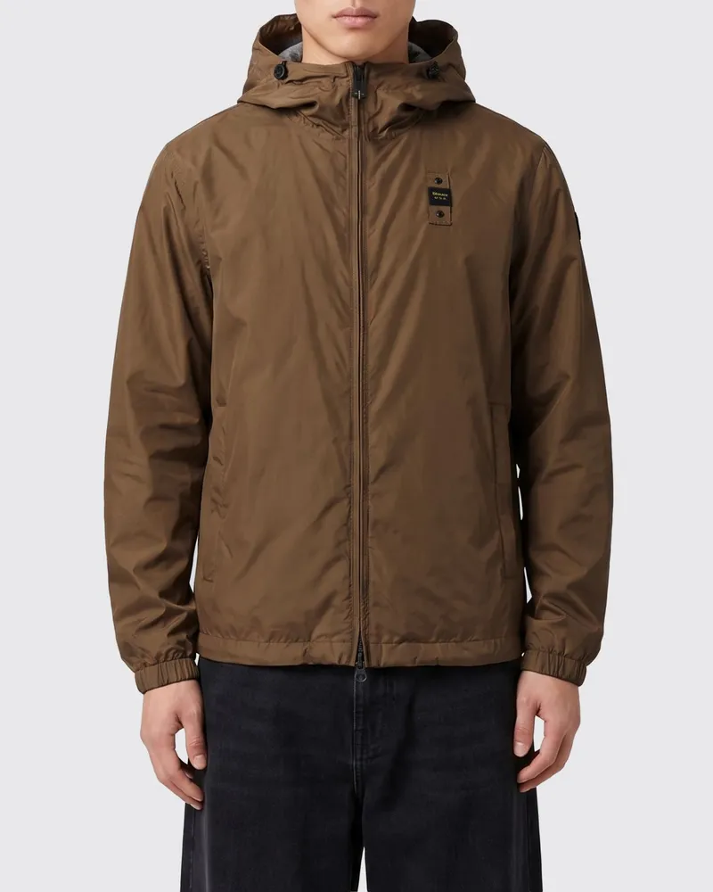 Blauer Baumwollgefütterte Nylon-Windjacke Braun
