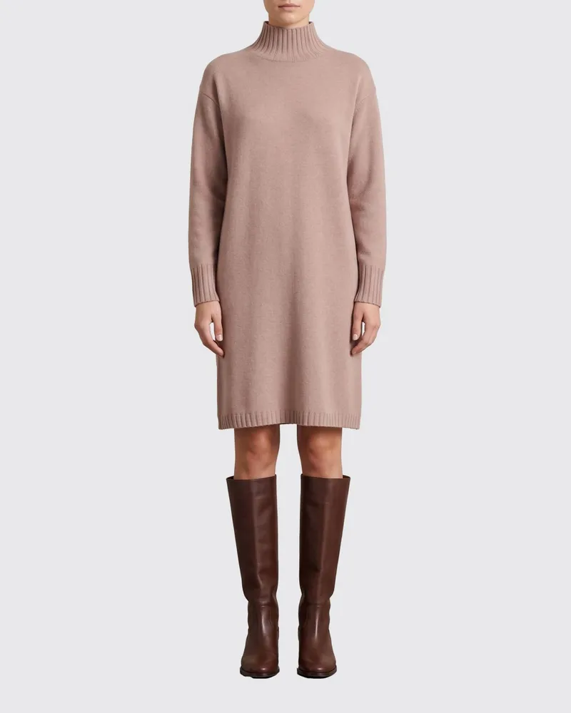 Fabiana Filippi Rollkragen-Minikleid aus Woll-, Seiden- und Kaschmirstrick Beige