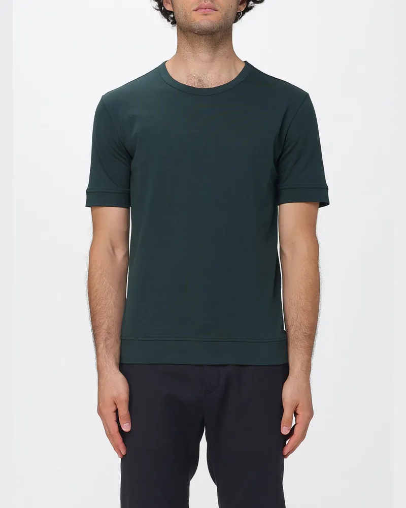 Paolo Pecora Milano Kurzärmeliges Jersey-T-Shirt mit Rundhalsausschnitt Grün