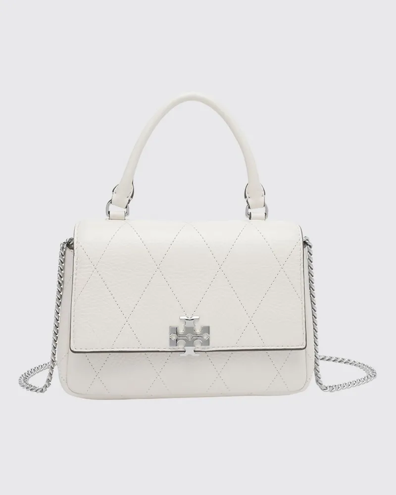 Tory Burch Mini-Tasche Charlie aus Matelassé-Leder mit Kettenriemen Cream