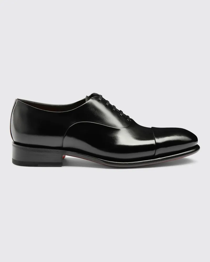 Santoni Oxford Schuhe aus gebürstetem Leder Schwarz