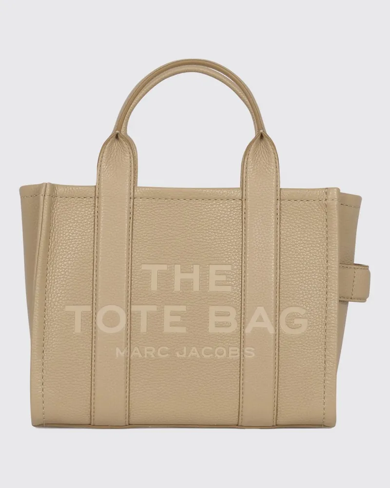 Marc Jacobs Kleine Tragetasche The Tote Bag aus Leder mit Ton-in-Ton-Logo Camel