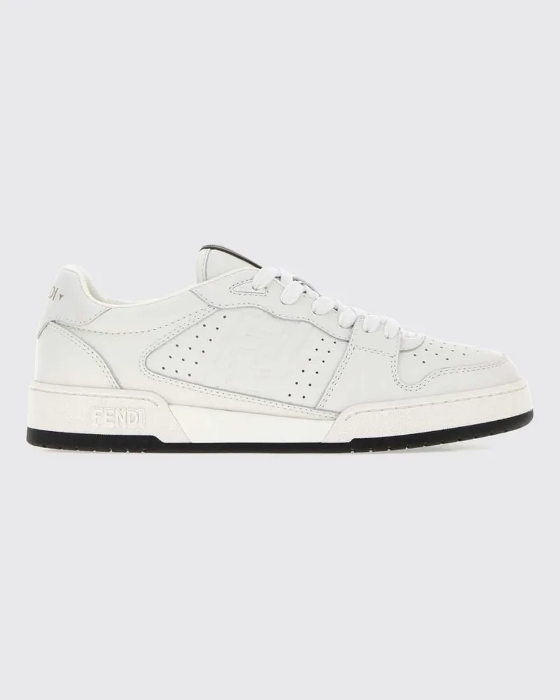 Fendi Match Sneaker aus glattem Kalbsleder mit Ton-in-Ton-FF-Monogramm Weiß