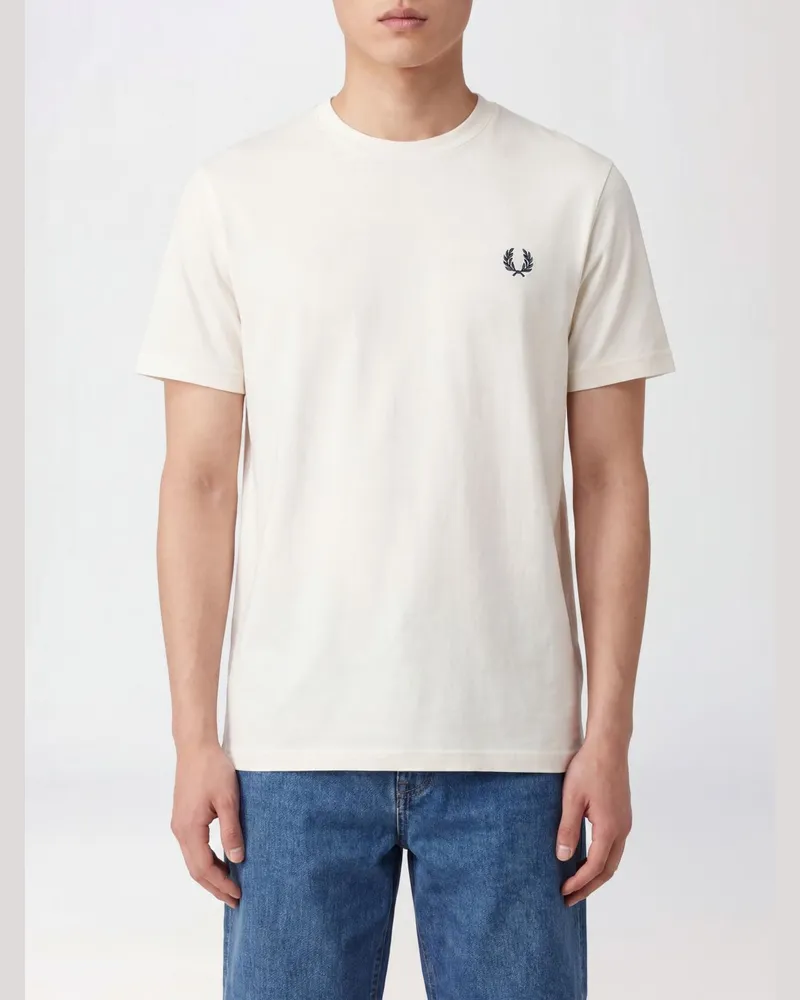 Fred Perry Baumwoll T-Shirt mit gesticktem Logo Nude