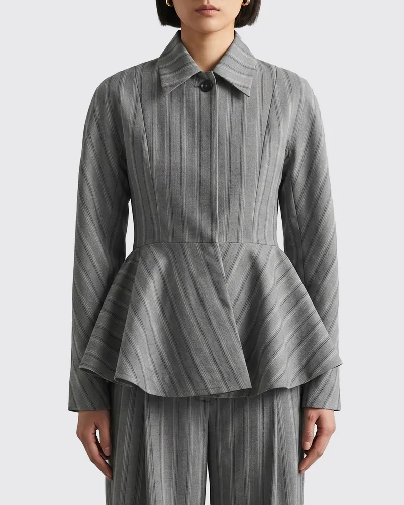 Stella McCartney Gestreifte Wolljacke Grau