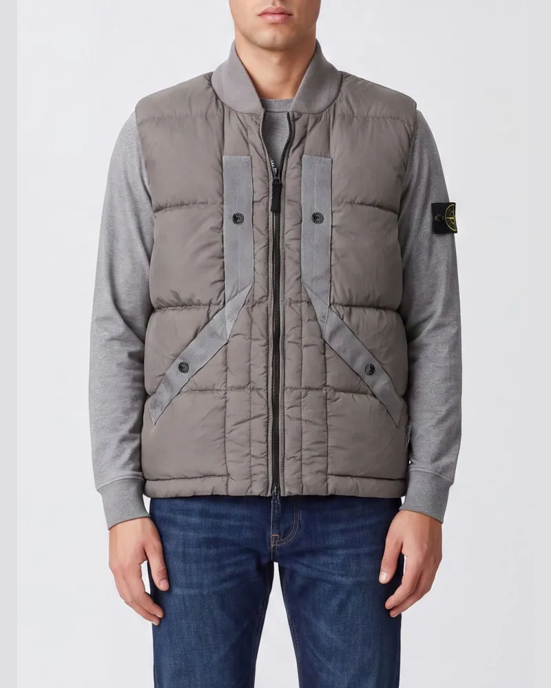 Stone Island Gesteppte Weste von aus wasserabweisendem Tech-Gewebe mit Bomberkragen Grau