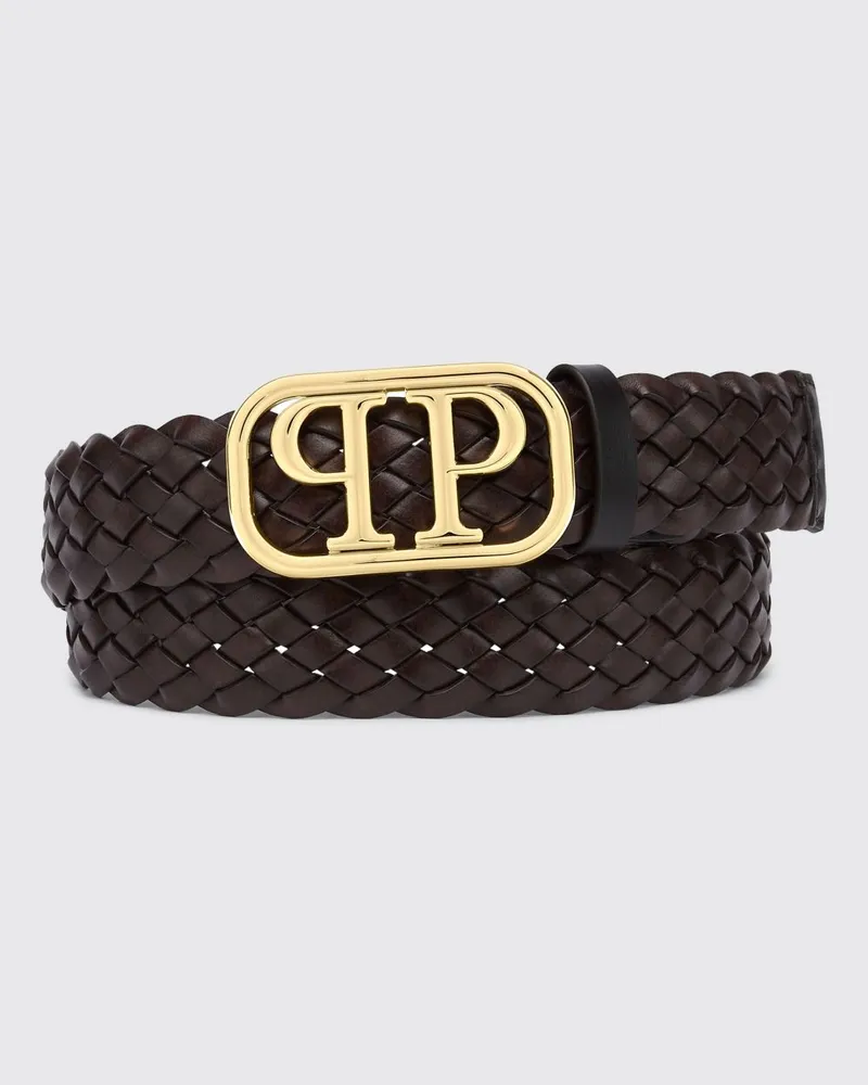 Philipp Plein Geflochtener Ledergürtel Braun