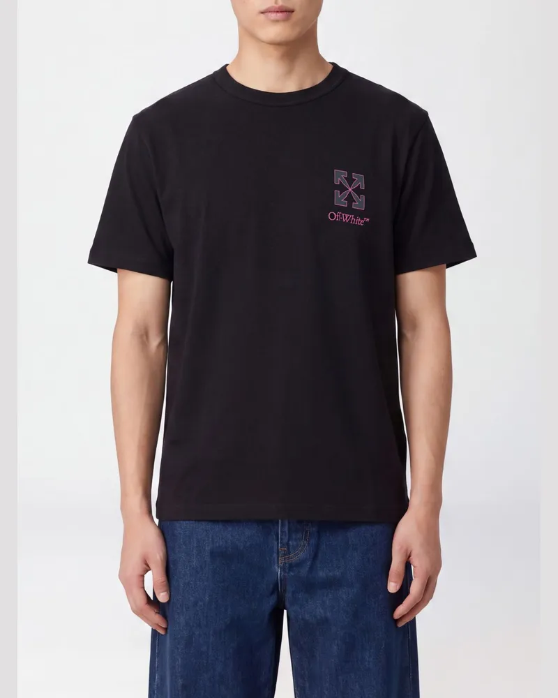 OFF-WHITE Baumwoll-T-Shirt mit Rundhalsausschnitt und kontrastierendem Arrow-Logo Schwarz