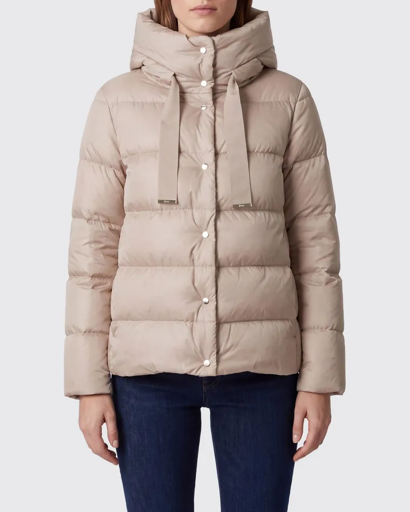 Herno Kurze Daunenjacke aus gestepptem Polyester mit hohem Kragen und Knöpfen Yellow