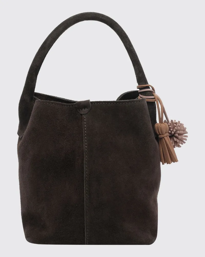 D.A.T.E. Mini-Handtasche von aus Veloursleder mit abnehmbarem Schultergurt Braun
