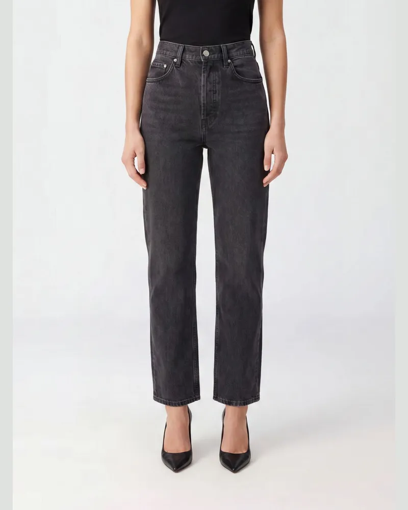 Anine Bing High-Waist Cropped Jeans Jane aus Stretch-Denim Grau