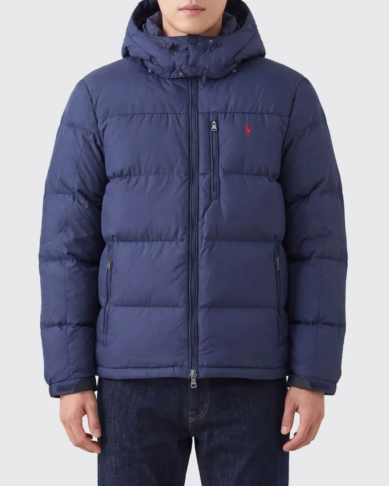 Ralph Lauren Gorham Gesteppte Nylon-Daunenjacke mit Kapuze und Pony-Logo Blau