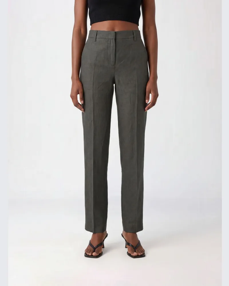 PT TORINO Skinny-Chino-Hose mit mittlerer Leibhöhe aus Leinen-Baumwoll-Mischung Braun