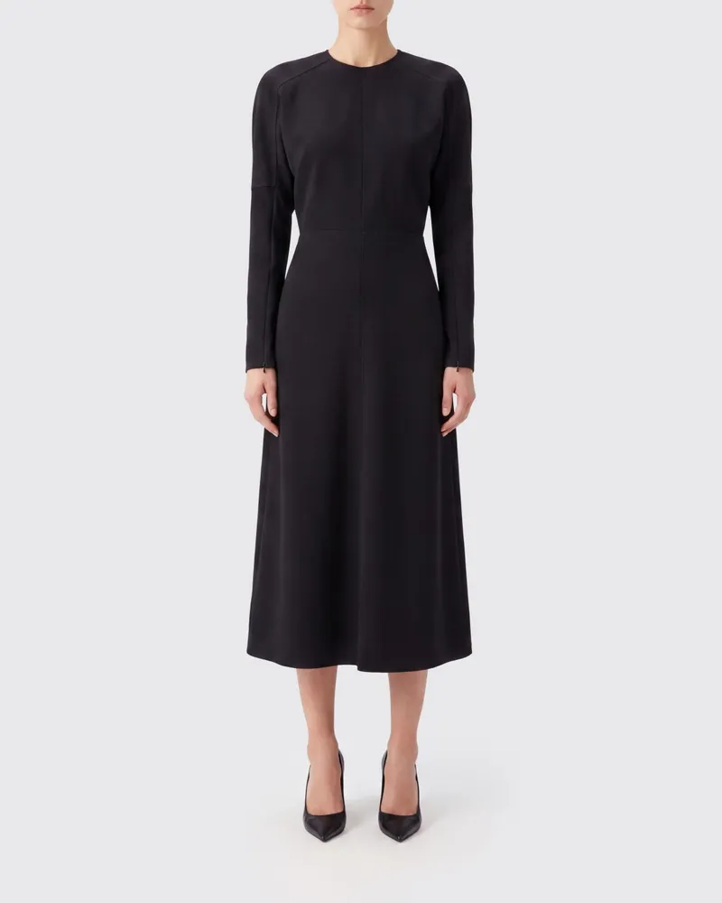 Victoria Beckham Dolman-Midikleid von aus Viskosemischung mit langen Ärmeln Schwarz