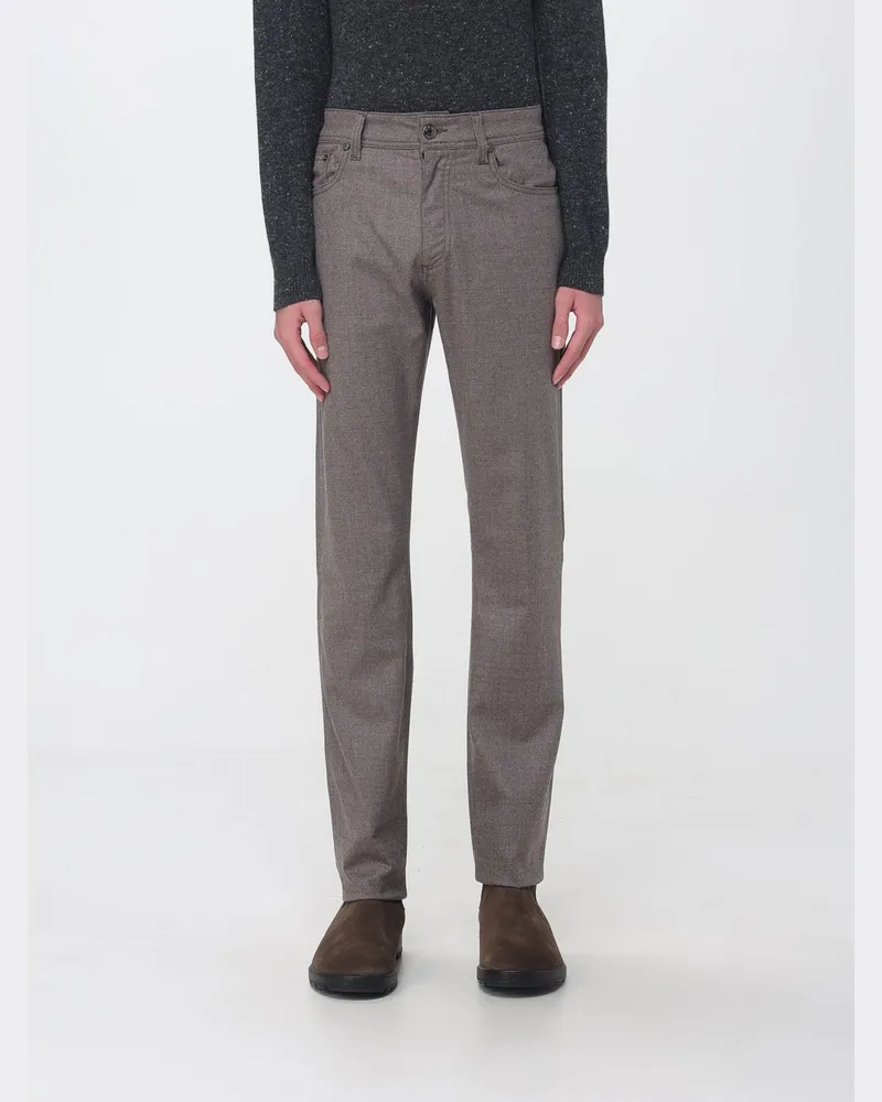 Luciano Barbera Slim-Fit Chino-Hose aus Wollmischung mit fünf Taschen Taubengrau