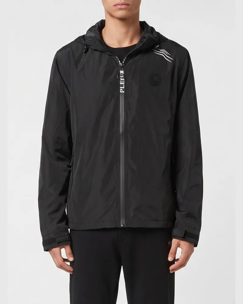 Philipp Plein Windjacke mit Kapuze Schwarz
