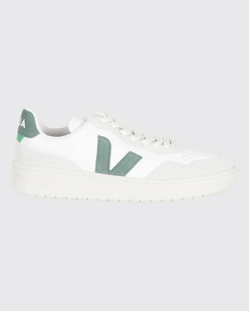 VEJA V-90 Low-Top-Sneakers aus O.T.-Leder mit perforierter Zehenkappe Weiß