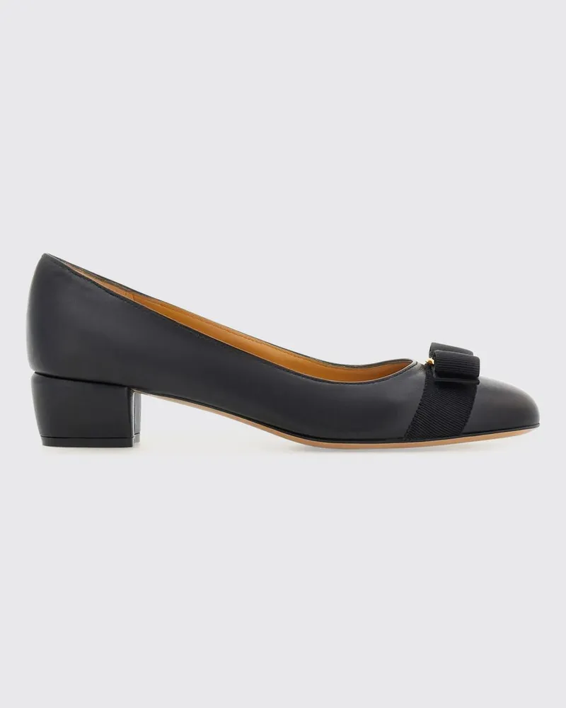 Ferragamo Penny Loafers aus Glattleder mit metallischem Gancini-Logo Schwarz
