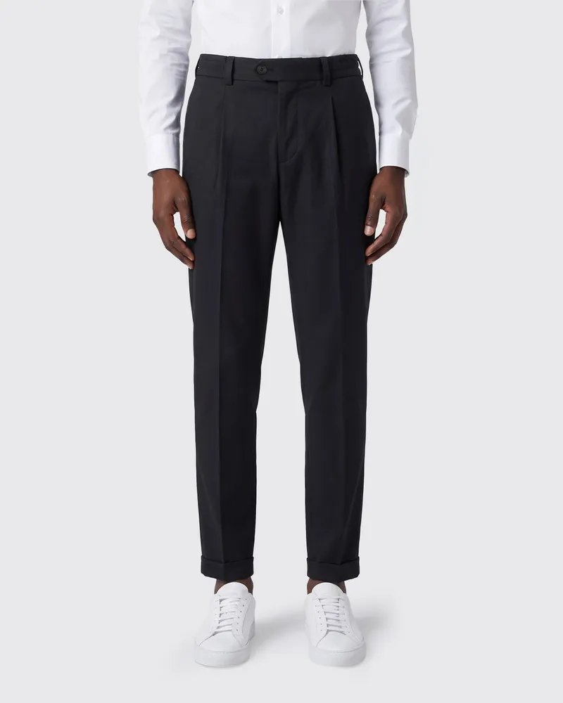 PT TORINO Slim-Fit Chinohose aus Leinen-Baumwoll-Mischung mit Gürtelschlaufen Schwarz