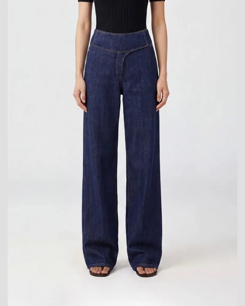 AMI Paris Baggy-Jeans mit mittlerer Leibhöhe von aus Baumwolldenim mit Kontrastnähten Blau
