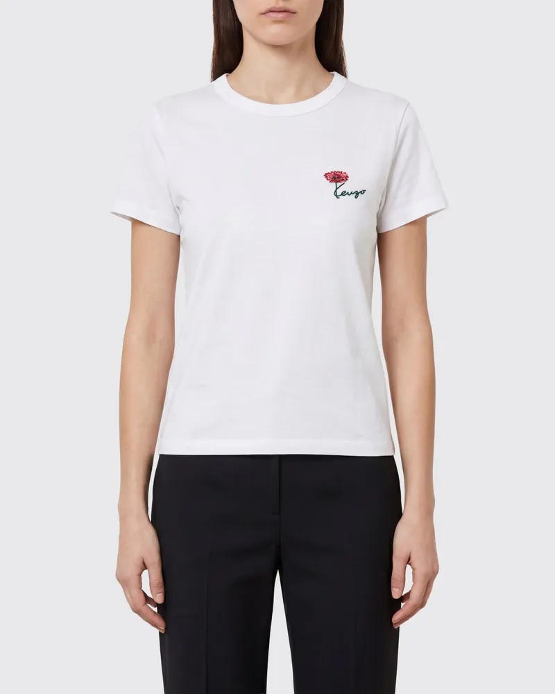 Kenzo Slim-Fit T-Shirt aus Baumwolle mit kontrastierendem Logo Weiß