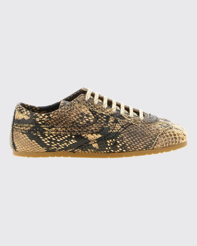 Dries van Noten Low-Top-Sneaker aus Kalbsleder mit Python-Print Beige