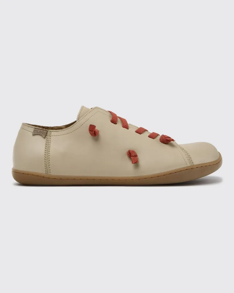 Camper Twins Slip-On-Sneakers aus Leder mit Stickerei und elastischen Schnürsenkeln Beige