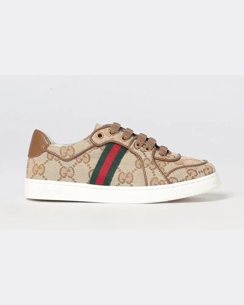 Gucci Jungen Low-Top-Sneaker aus Jacquard mit GG-Monogramm Beige