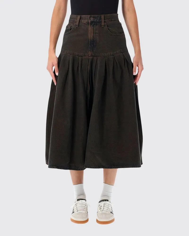 Levi's A-Linien-Midi-Rock aus Denim mit hoher Taille und Bull-Taschen Schwarz