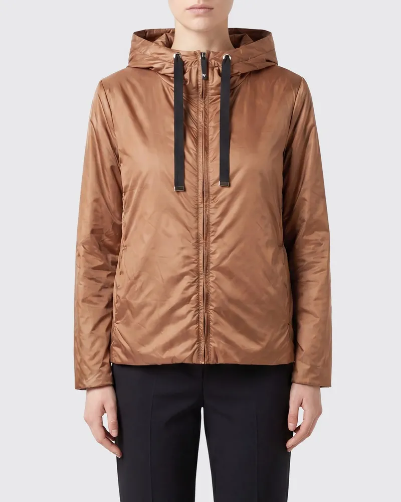 Max Mara Kurze Kapuzen-Windjacke aus Funktionsstoff Braun