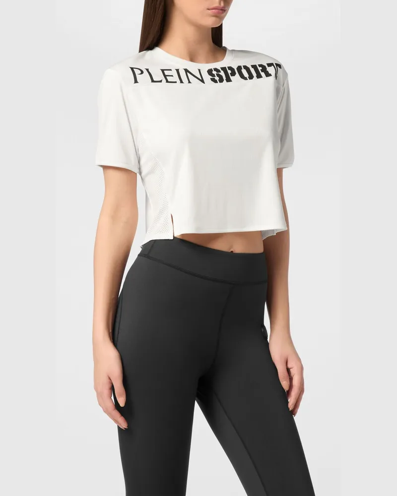 Philipp Plein Baumwoll-T-Shirt mit quadratischem Rückenausschnitt und Logo Weiß
