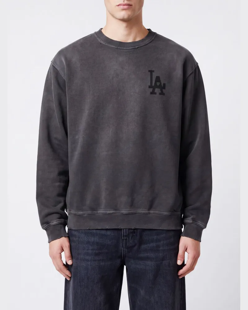 HTC Hollywood Trading Company Relaxed-Fit Baumwoll-Sweatshirt mit Rundhalsausschnitt von mit Kontrastlogo Schwarz