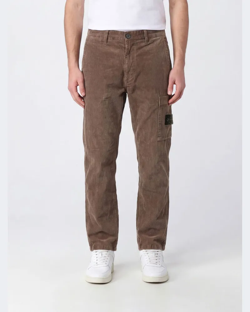 Stone Island Slim-Fit-Chinohose aus Cord mit Compass-Logo-Patch Grau