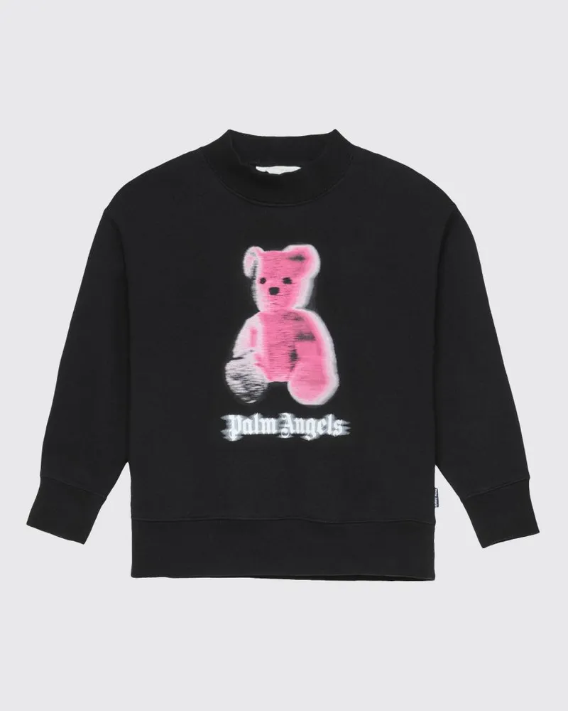 Palm Angels Baumwoll-Rundhals-Sweatshirt mit Teddy-Print Schwarz