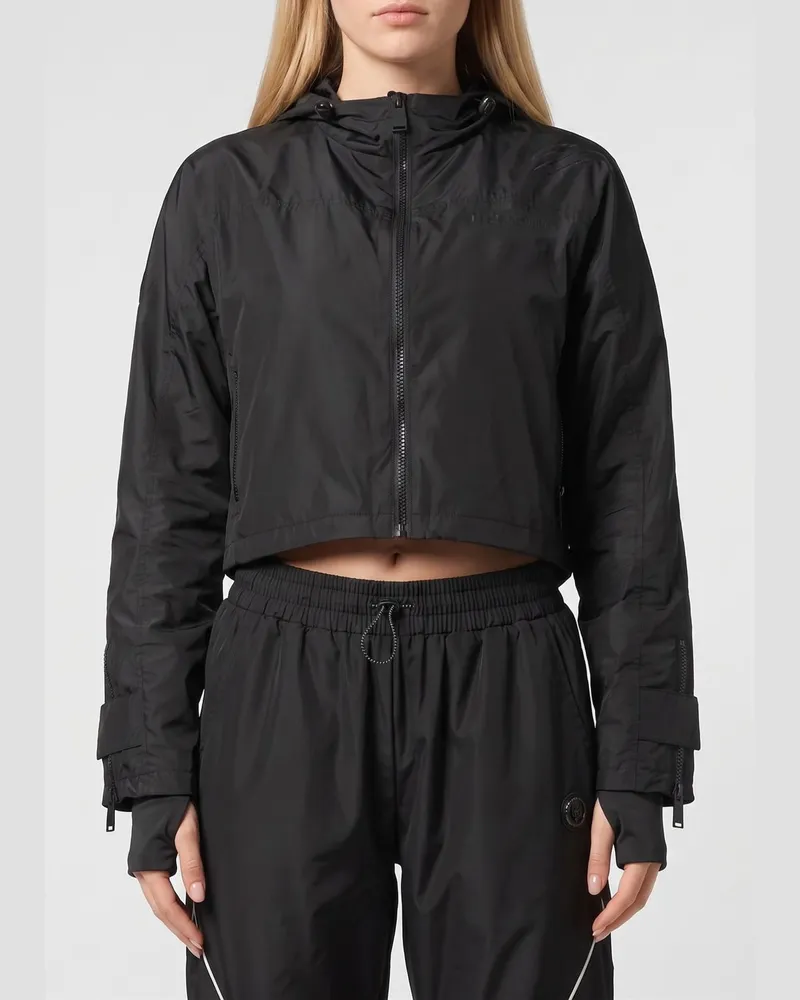 Philipp Plein Kapuzen-Windbreaker aus Stretch-Nylon Schwarz