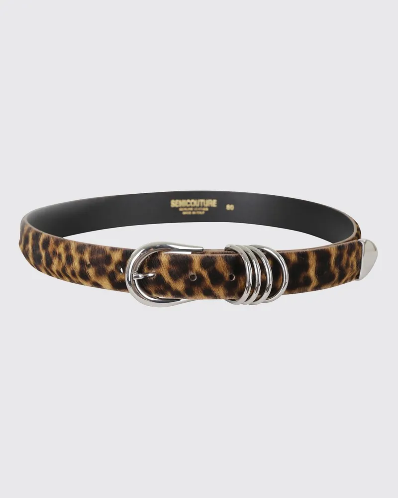 Semicouture Ledergürtel mit Animal-Print und Metallschnalle Braun